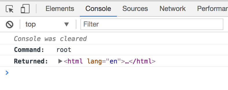 Console Log root